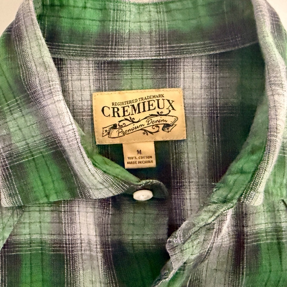Daniel Cremieux Premium Men’s Green Plaid Long Sleeve Western Shirt — Size M